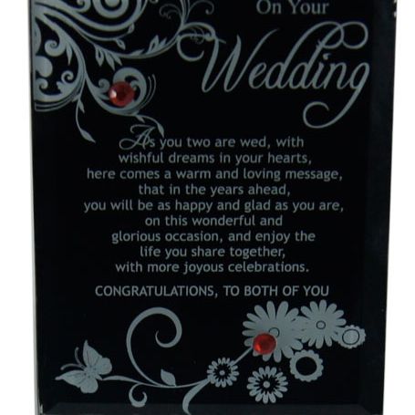 GLASS PLAQUE ON YOUR WEDDING BLACK