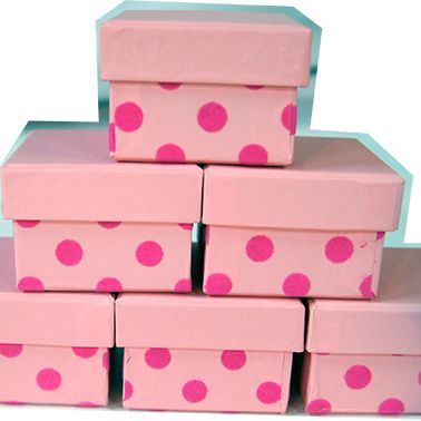 GIFT BOX SET OF 6 PINK DOTTED