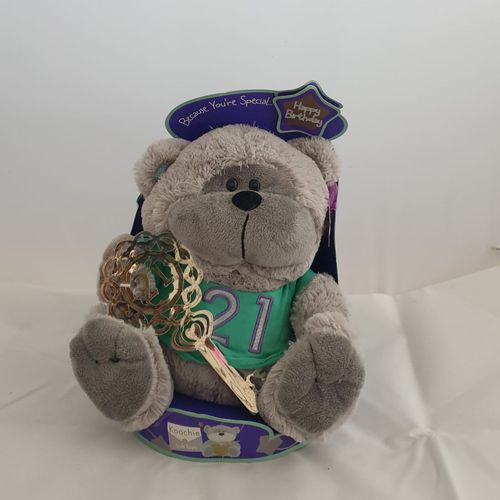 TEDDY BEAR 21ST/KEY GR/GN ON DISPLAY BOX 