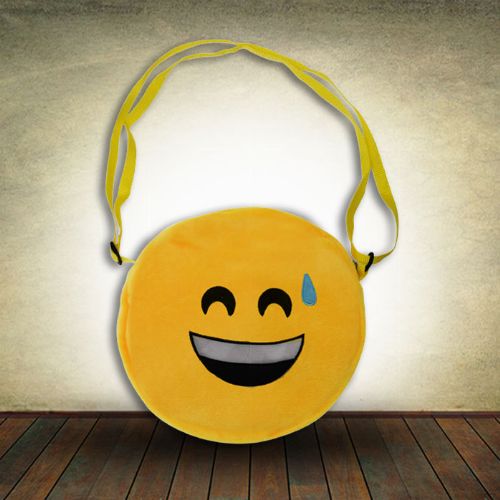 16.5cm DIA Emoji Bag - Nervous Laugh/Smile