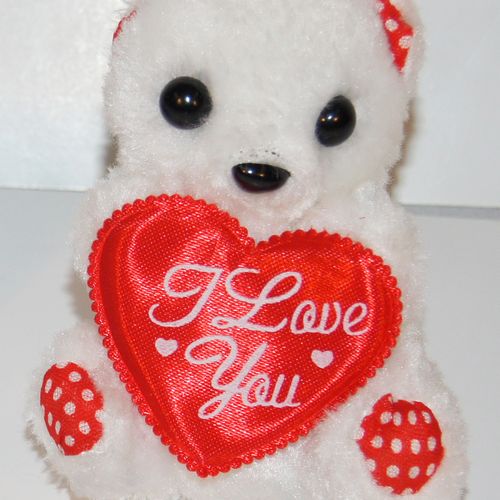 Mini Teddy White with Pink Heart