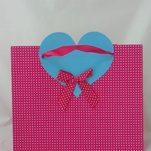 GIFTBAG PINK /WT DOTTED