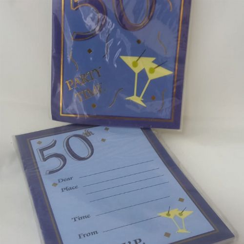 WRITTING INVITES PACK OF 5 PADS 50TH BLUE