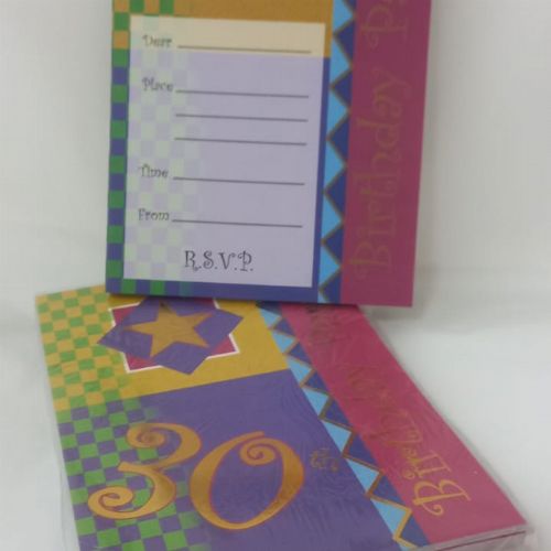 WRITTING INVITES PACK OF 5 PADS 30TH PK/PU