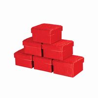SMALL MATERIAL BOXES RED SET OF 6