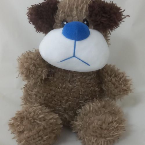 PLUSH DOG BROWN WITH BLUE NOSE