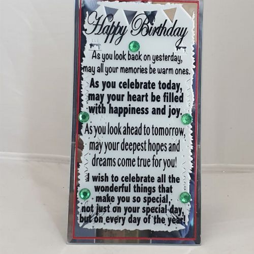 GLASS PLAQUE HAPPY BIRTHDAY