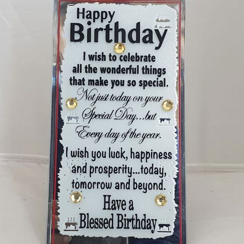 Glass Plaque Happy Birthday 