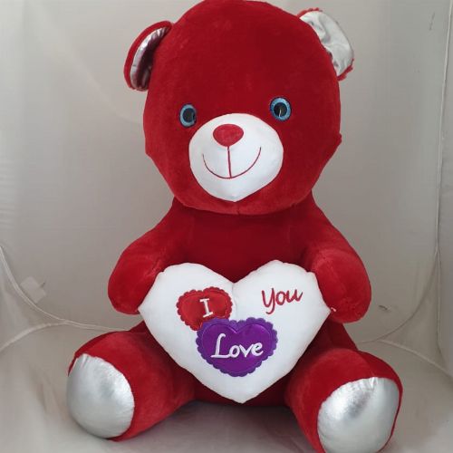 TEDDY RED WITH WHITE LOVE HEART 21