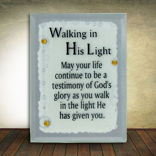 Small Glass Mirror Plaque - Walking in His Light