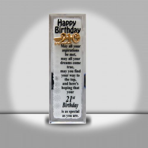 H/B/Day w/21st Long Glass Plaque 