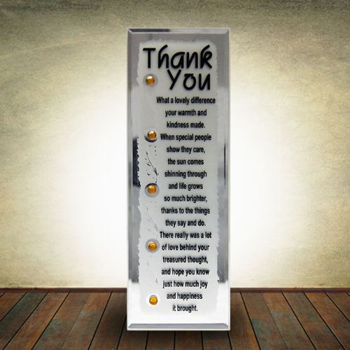 Long Glass Plaque Thank You