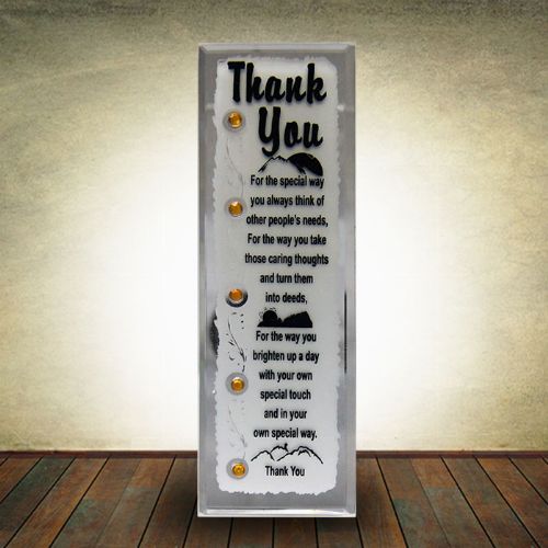 Long Glass Plaque Thank You