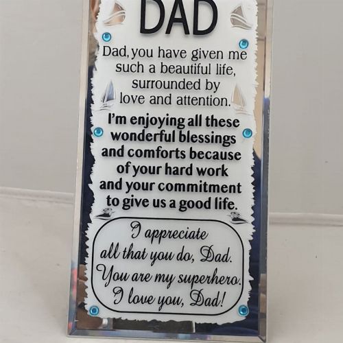 GLASS PLAQUE DAD