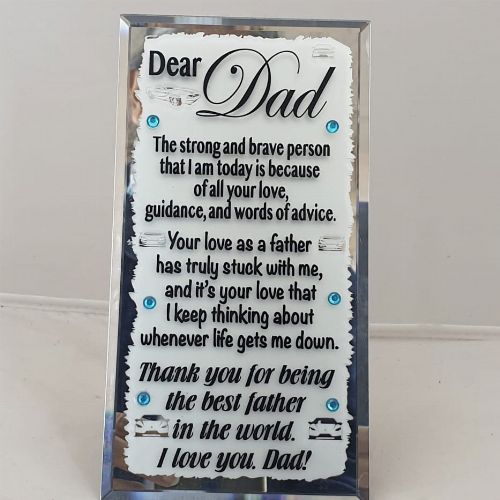 GLASS PLAQUE DEAR DAD