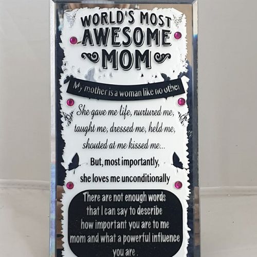 GLASS PLAQUE WORLD'S MOST AWESOME MOM