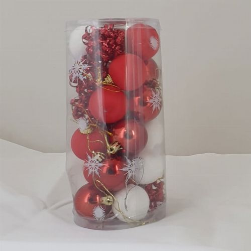 CHRISTMAS DECO BALL RED/WHITE