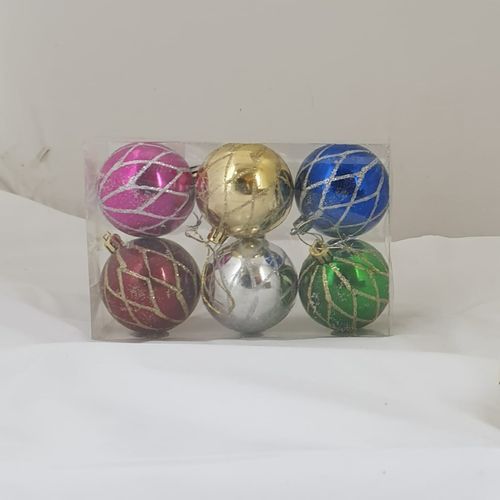 CHRISTMAS DECO BALL 6 PCS MIX COLOURS