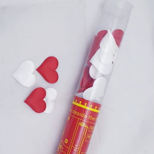 PARTY POPPERS RED/WHITE HEARTS & PETALS IN TUBE