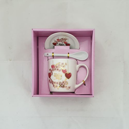 GIFT PACK MOM 2 X MUGS W/SAUCERS & SPOONS