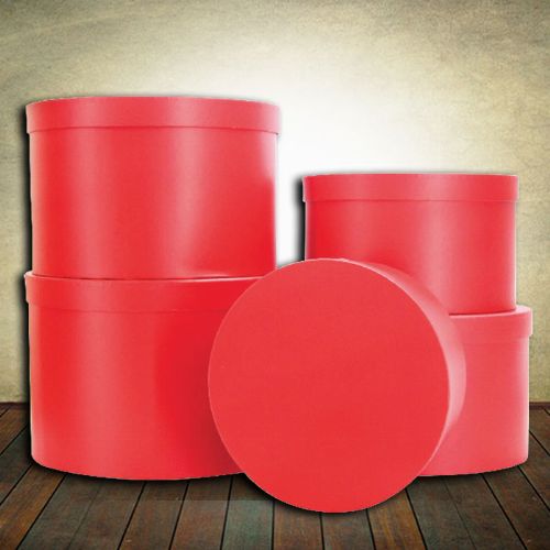 Gift Boxes - Set of 5 (Round) Red