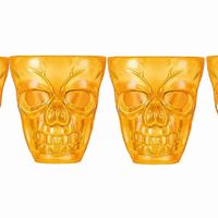 HALLOWEEN SKELETON TOT GLASSES ORANGE 4PCS