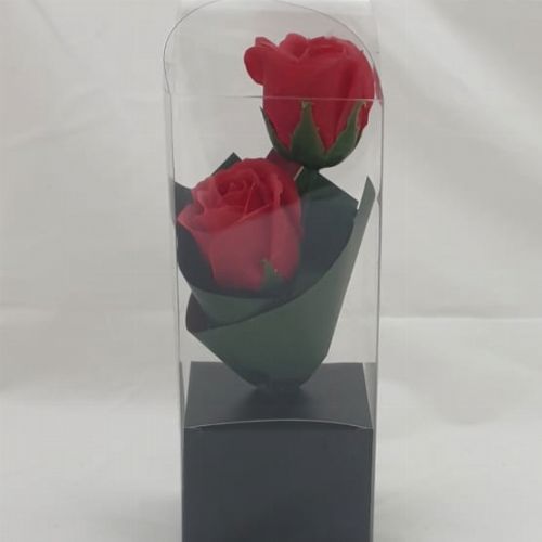 SOAP ROSE DOUBLE IN BLACK PVC BOX