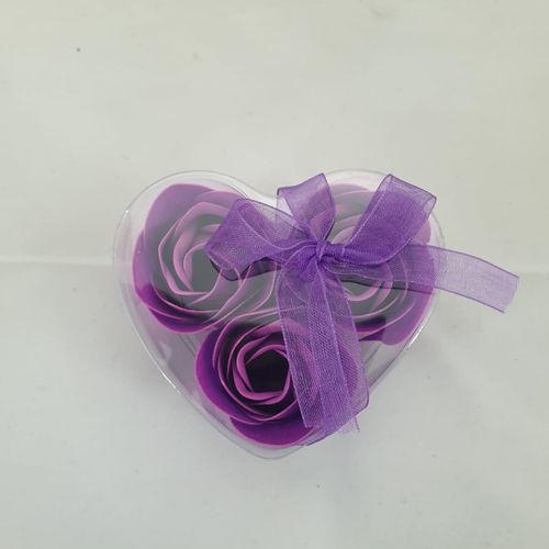 SOAP ROSE BUDS 3 PCS IN HEART PVC PURPLE