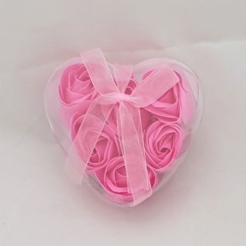 SOAP ROSE BUDS 6PCSIN HEART PVC PINK