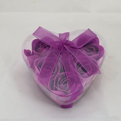 SOAP ROSE BUDS 6PCSIN HEART PVC PURPLE