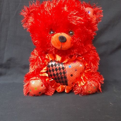 RED TEDDY WITH FRILL HEART
