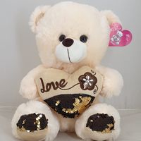 TEDDY BEIGE WITH BROWN SEQIWINCE/LOVE ON PILLOW