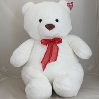 TEDDY BEAR WHITE WITH RED BOW