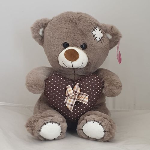 TEDDY BROWN WITH HEART, BOW  PATCH