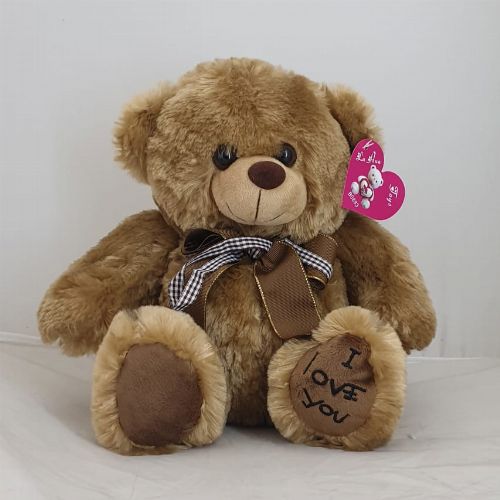 TEDDY BEAR BROWM WITH BROWN/WHITE BOW