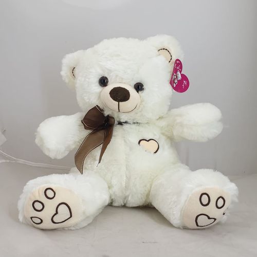 TEDDY WHITE WITH BROWN BOW & PATCH