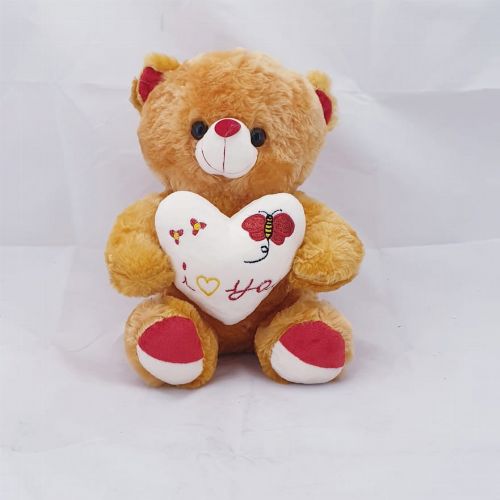 BROWN TEDDY W/WHITE HEART