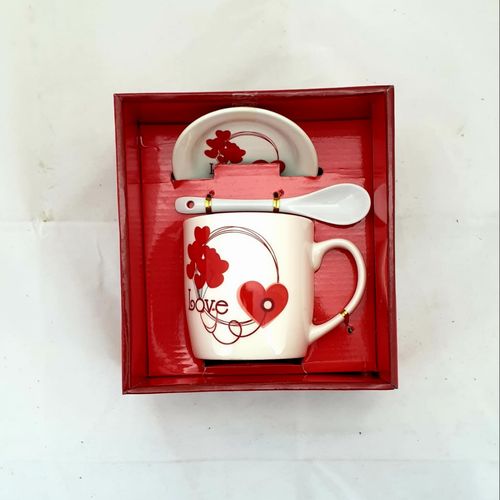 GIFT PACK LOVE MUG W/SAUCER & SPOON 