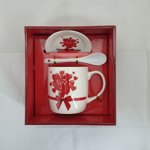 GIFT PACK LOVE MUG W/SAUCER & SPOON 