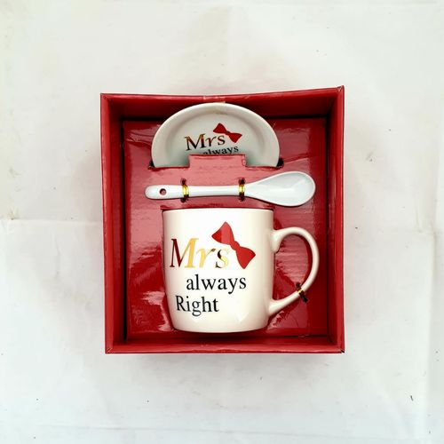 GIFT PACK LOVE MRS MUG W/SAUCER & SPOON 