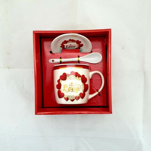 GIFT PACK LOVE MUG W/SAUCER & SPOON 