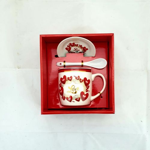 GIFT PACK LOVE MUG W/SAUCER & SPOON 