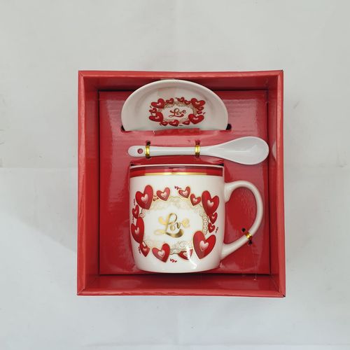 GIFT PACK LOVE MUG W/SAUCER & SPOON 