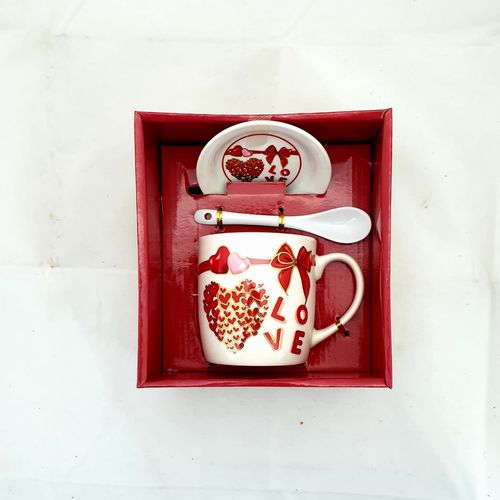 GIFT PACK LOVE MUG W/SAUCER & SPOON 