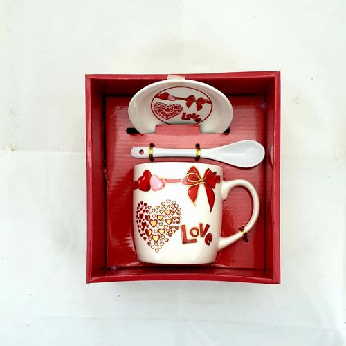 GIFT PACK LOVE MUG W/SAUCER & SPOON 