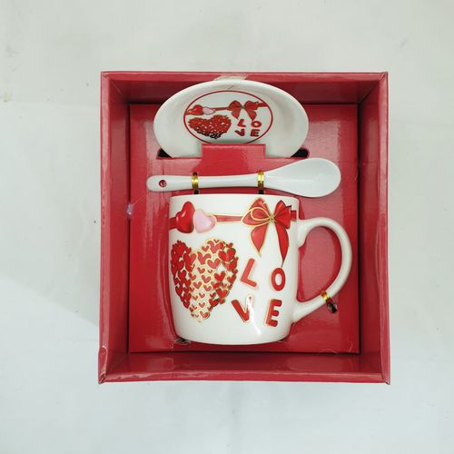 GIFT PACK LOVE MUG W/SAUCER & SPOON 