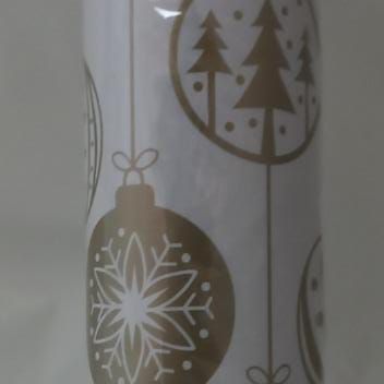 GIFTWRAP WHITE WITH GOLD BULBS