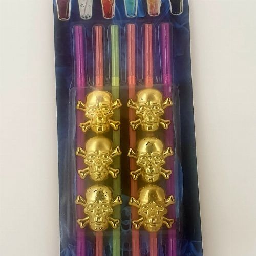 SKULL SIPPING STRAWS 6PCS