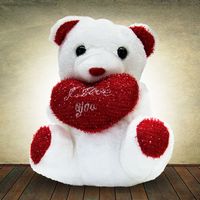 TEDDY WHITE WITH RED HEART