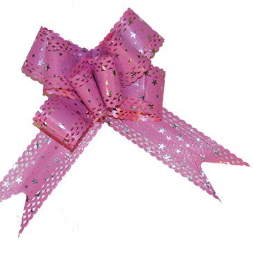 BUTTERFLY PULL BOWS 10PCS PINK W/STARS